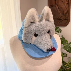 Vintage 1983 3 West Zoo Collection Wolf Dog Trucker Hat USA